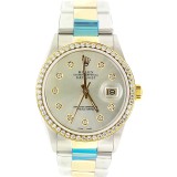 Rolex Datejust Yellow Gold Diamond Bezel Rhodium Dial 36mm Automatic Watch